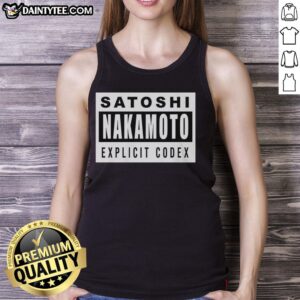 Good Satoshi Nakamoto Explicit Codex Tank Top featuring a bold design celebrating cryptocurrency culture.