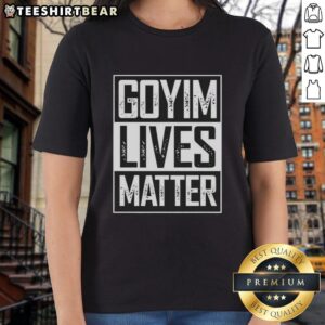 Alt Text: Top Goyim Lives Matter logo on a stylish ladies tee, promoting unity and awareness in a fashionable way.