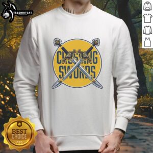 Premium Crossing Swords Podcast logo sweatshirt featuring a bold design and vibrant colors.