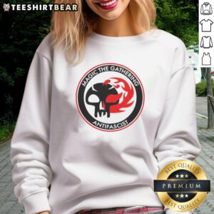 Alt Text: Official Magic: The Gathering Antifascist Sweatshirt featuring bold graphics and a comfortable design for fans.