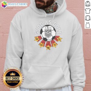 Awesome USWNT Good As Gold Hoodie featuring vibrant design, perfect for fans of the U.S. Women's National Team.