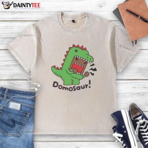 Alt Text: Nice Domo Domosaur washed t-shirt featuring a playful dinosaur design perfect for casual wear.