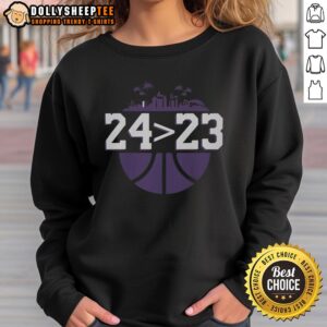 Cozy Nice Los Angeles Lakers 24 Over 23 sweatshirt in team colors, perfect for fans and game day wear.
