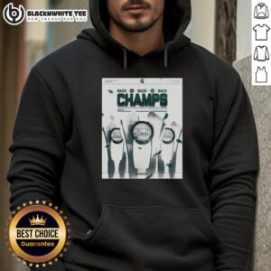 Top Michigan State Spartans Regular Season Champions Back-to-Back-to-Back Poster Hoodie showcasing team pride and achievements.