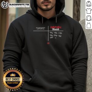 Original Experts Vs Conspiracy Theorists Hoodie showcasing bold graphics for fans of critical thinking and debate.