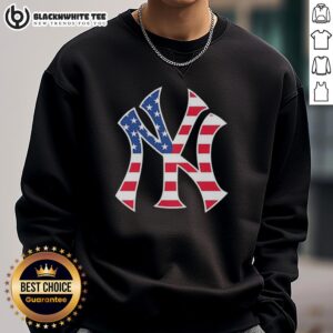 Alt Text: Awesome New York Yankees Military Appreciation sweatshirt in red, white, and blue, perfect for fans and supporters.