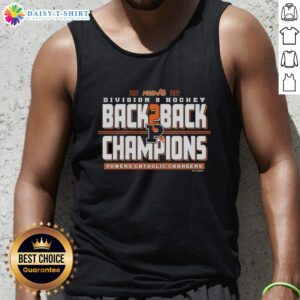 Hot Powers Catholic Chargers 2026 MHSAA Hockey Division 2 Back-to-Back Champions tank top celebrating their victory.
