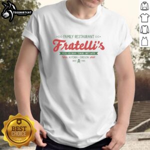Original Fratelli's Family Restaurant T-shirt featuring a classic design and vibrant colors, perfect for fans of the eatery.