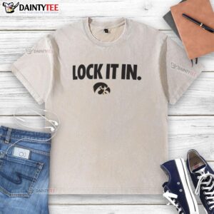Awesome Iowa Hawkeyes 2026 Lock It In washed t-shirt showcasing vibrant team colors and logo, perfect for fans.