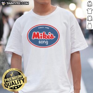 Hot Mike's Song Since 1985 T-Shirt featuring vibrant graphics and bold text, perfect for music lovers and fans.