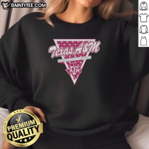 Awesome Texas A&M Aggies football sweatshirt featuring a palm tree pattern inside a triangle logo design.