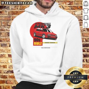 Official Performance Mk3 90s Rulz Hoodie featuring vibrant retro design and comfortable fit for nostalgic style enthusiasts.