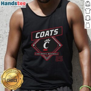 Stylish Nice Quinton Coats Cincinnati Bearcats baseball tank top featuring vibrant team colors and logo design.