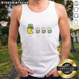 Good St. Patrick's Day Pac-Man tank top featuring a fun graphic design of Pac-Man and shamrocks, perfect for festive celebrations.