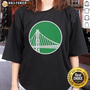 Hot Golden State Warriors white logo ladies tee for St. Patrick's Day, featuring a stylish green design.