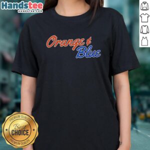 Stylish orange and blue Florida Gators ladies tee, perfect for game day and showcasing team spirit.