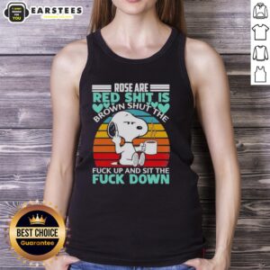 Vintage tank top featuring 'Good Snoopy Rose Are Red Shit Is Brown' graphic design, perfect for casual wear.