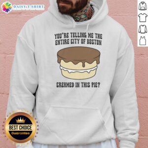 Boston-inspired hoodie featuring a playful graphic of a pie, perfect for fans of Boston cream desserts.