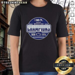 Good Penn State Nittany Lions 2026 Big Ten Men's Wrestling Tournament Champions Ladies Tee, featuring team logo and colors.