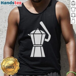 Original Samuel Aldegheri Moka Pot Baseball Tank Top featuring a unique coffee-themed design for stylish enthusiasts.