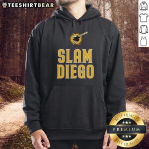 Official San Diego Padres Slam Diego Hoodie in navy blue with logo, perfect for fans showing team spirit.