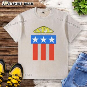 Premium Speed Products Engineering logo on a soft washed t-shirt, perfect for automotive enthusiasts and casual wear.