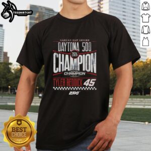 Official Tyler Reddick 2026 Daytona 500 Champion T-Shirt featuring vibrant graphics and a classic fit for race fans.