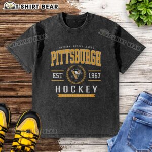 Hot Pittsburgh Penguins Hockey Legacy Crest Washed T-Shirt featuring iconic team logo and stylish design for fans.