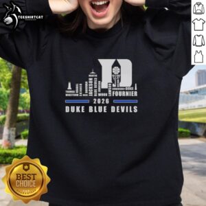 Premium 2026 Duke Blue Devils Basketball sweatshirt featuring city skyline design and all player names for fans.