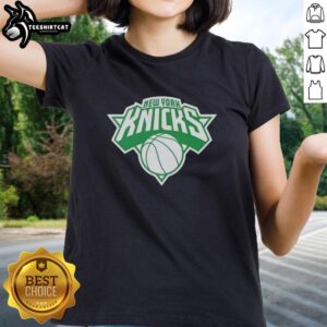 Top New York Knicks white logo Patrick's Day ladies tee featuring a stylish design for Knicks fans celebrating the holiday.