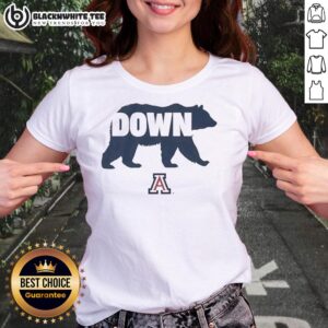 Hot Arizona Wildcats NCAA Bear Down symbol on a stylish ladies tee, perfect for fans and casual wear.
