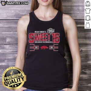 Awesome Arkansas Razorbacks Sweet 16 2026 Men's March Madness tank top featuring team colors and logo.