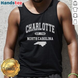 Nice Charlotte North Carolina Est. 1768 Varsity Tank Top showcasing a stylish design perfect for fans and locals.
