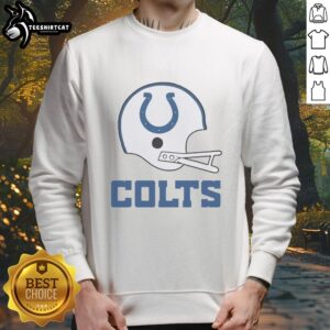Hot Indianapolis Colts football logo on a big helmet sweatshirt, perfect for fans and chilly game days.