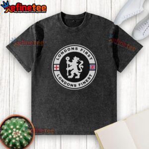 Premium Chelsea FC London's First Finest washed t-shirt featuring vibrant club logo and stylish design for fans.