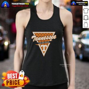 Alt Text: Women's tank top featuring a triangle logo with a palm tree pattern for Tennessee Volunteers basketball fans.