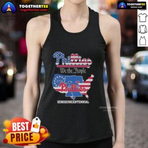 Top Philadelphia Phillies We The People Semiquincentennial tank top featuring vibrant team colors and patriotic design.