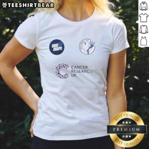 Alt Text: Hot Chat with Chaps Millwall FC & Cancer Research UK Ladies Tee featuring vibrant design and team colors.