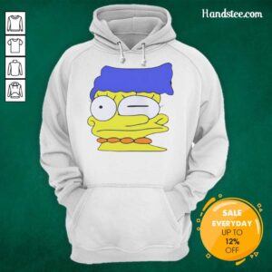 Premium smeared Marge Simpson hoodie featuring vibrant colors and a unique design, perfect for fans of The Simpsons.