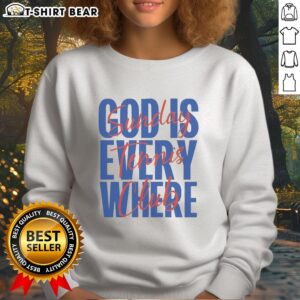 Cozy Nice Sunday Tennis Club sweatshirt featuring 'God Is Everywhere' design, perfect for tennis enthusiasts and casual wear.