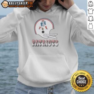 Official New England Patriots football logo on a big helmet hoodie, perfect for fans showcasing team spirit.