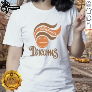 Pretty California Dreams Ladies Tee featuring a vibrant design perfect for casual summer outings and beach days.