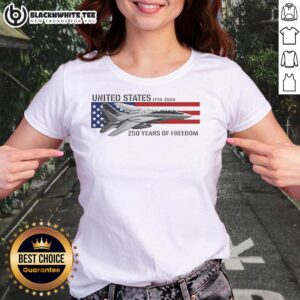 Awesome United States 250th Anniversary 1776-2026 F-14 Tomcat Freedom Ladies Tee featuring patriotic design.