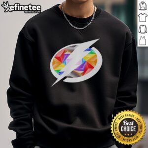 Alt Text: Premium Tampa Bay Lightning Pride Logo Sweatshirt featuring vibrant colors and a comfortable fit for fans.