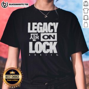 Original Texas A&M Aggies NCAA 2026 Legacy On Lock Logo Ladies Tee showcasing team spirit and style for Aggies fans.