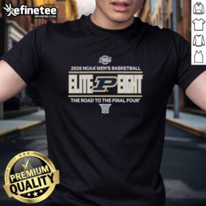 Original Purdue Boilermakers 2026 Men's Basketball Elite 8 Bound T-Shirt showcasing team pride and tournament spirit.