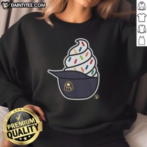 Awesome Milwaukee Brewers ice cream sweatshirt featuring team colors and logo, perfect for fans and cozy wear.