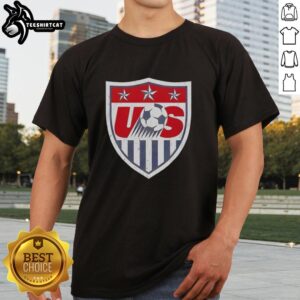 Original U.S. Soccer Retro Emblem Logo T-Shirt featuring classic design, perfect for soccer fans and vintage apparel lovers.