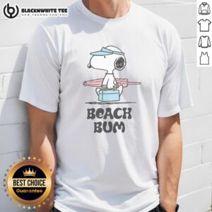 Pretty Peanuts Beach Bum Snoopy T-Shirt featuring Snoopy in beach attire, perfect for summer fun and casual outings.