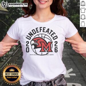 Original Miami Redhawks Basketball 2026 Undefeated Ladies Tee featuring team colors and logo for fans and supporters.
